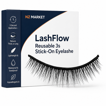 LashFlow Reusable 3s Stick-On Eyelashes – Natural Look, Zero Glue