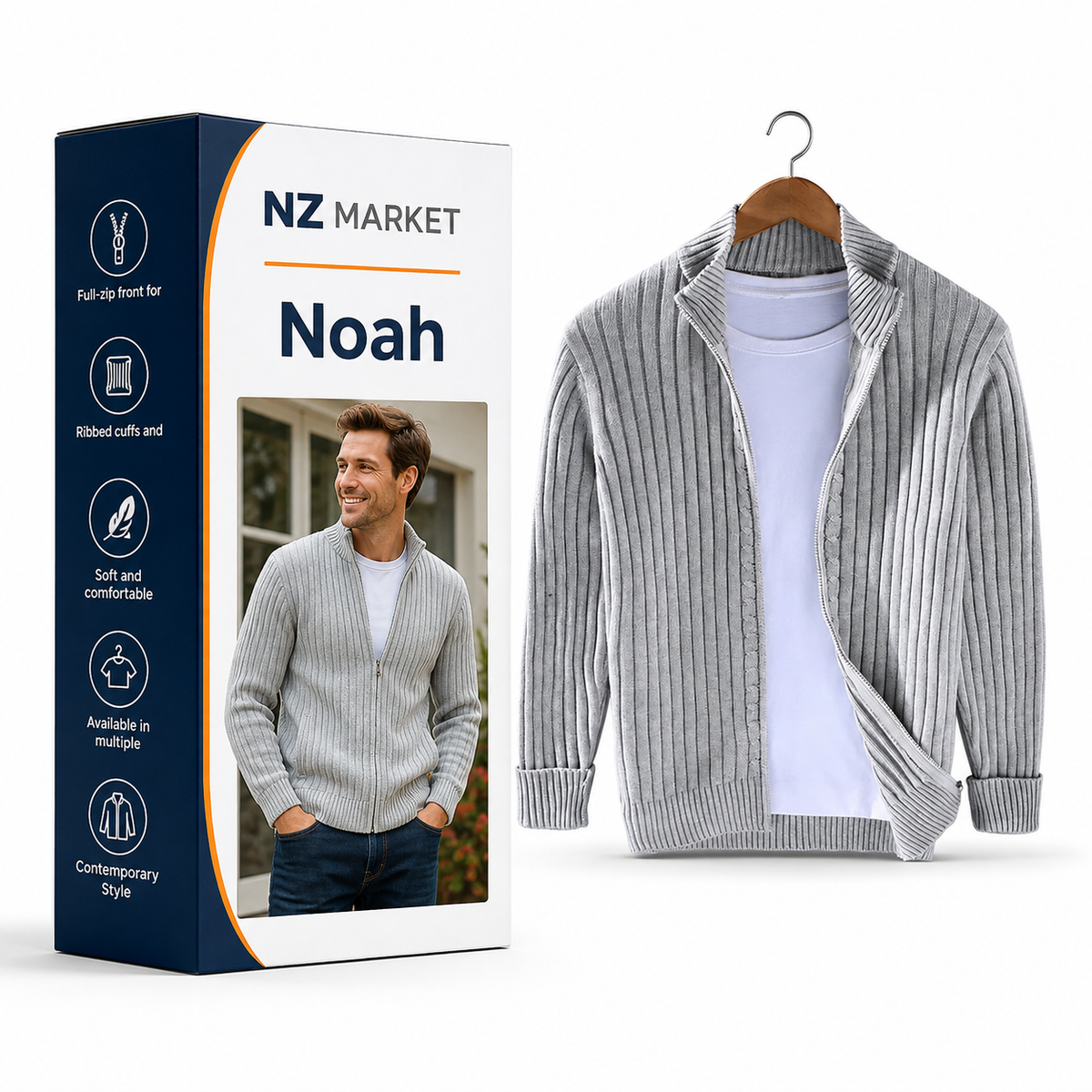 Noah - New Men's Zip Cardigan