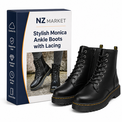 Stylish Monica Ankle Boots with Lacing and Zipper