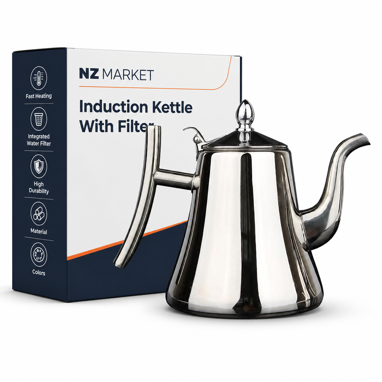 Induction Kettle With Filter - Sustainable Stainless Steel Teapot