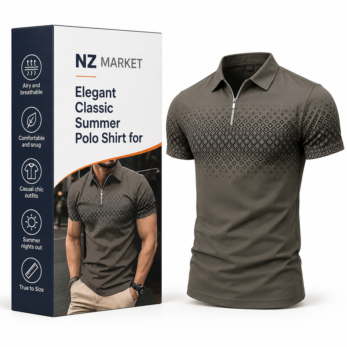 Elegant Classic Summer Polo Shirt for Men - Mink Tones