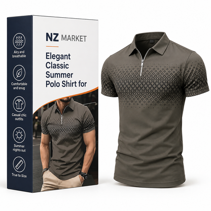 Elegant Classic Summer Polo Shirt for Men - Mink Tones