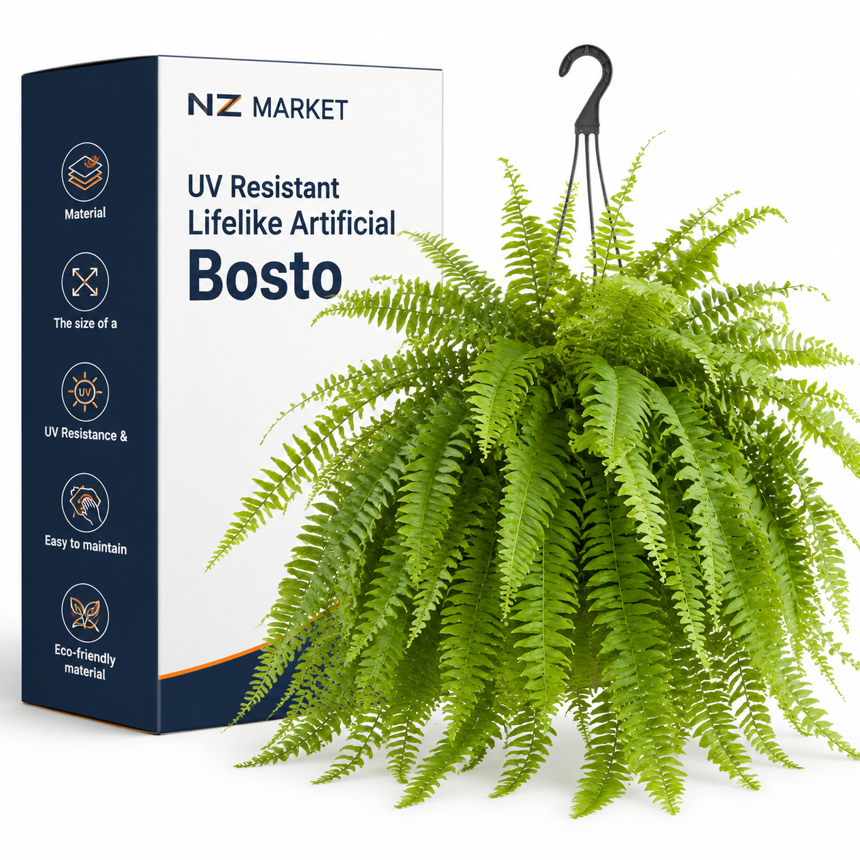 UV Resistant Lifelike Artificial Boston Fern For Outdoors