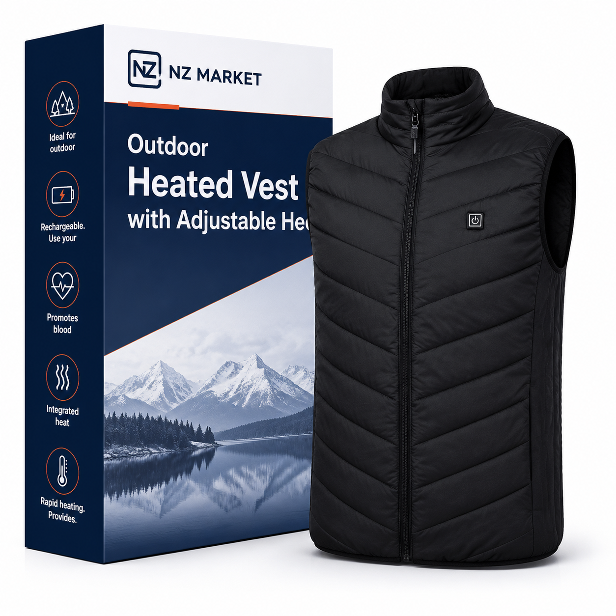 Outdoor Heated Vest with Adjustable Heat Levels