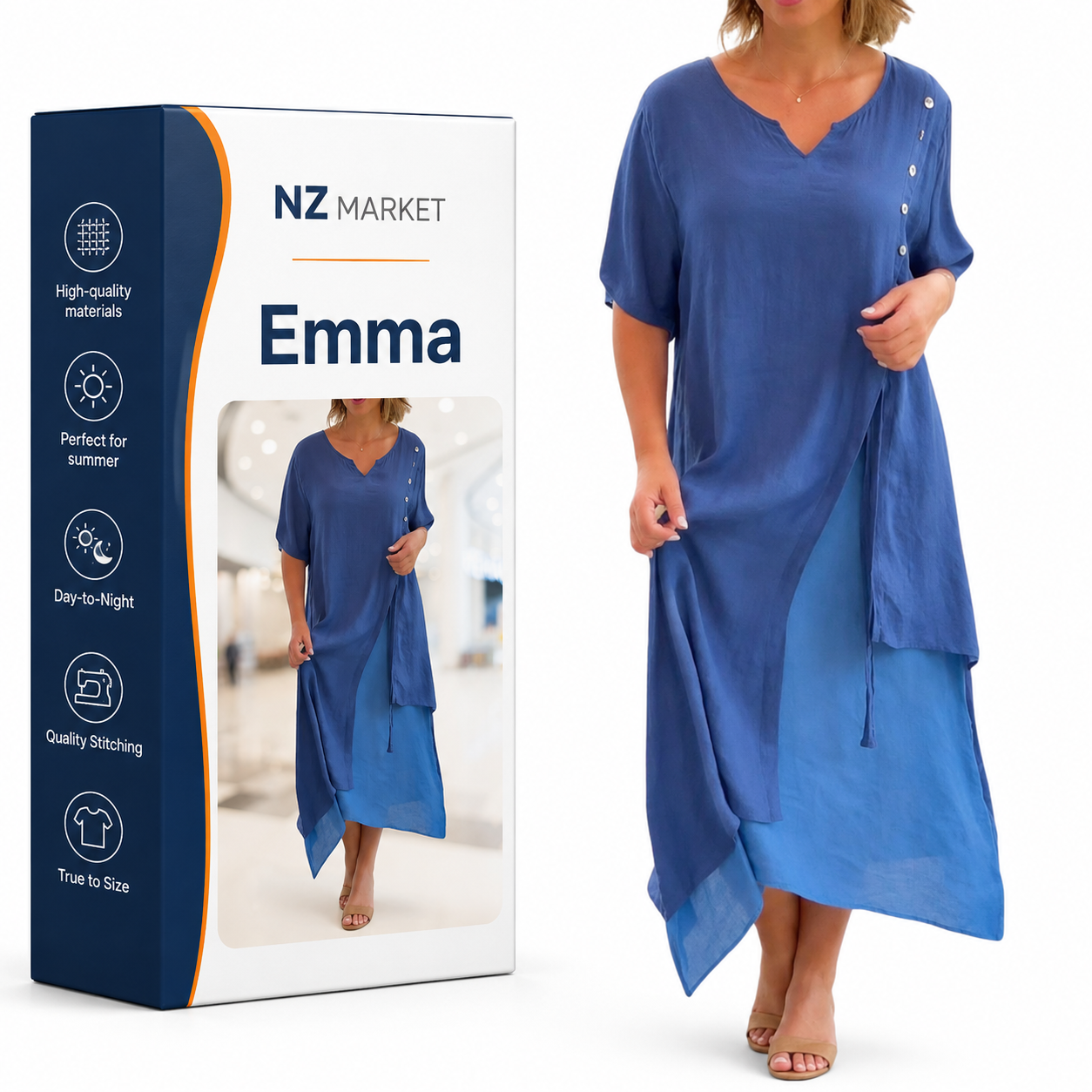 Emma - Vintage V-Neck Dress