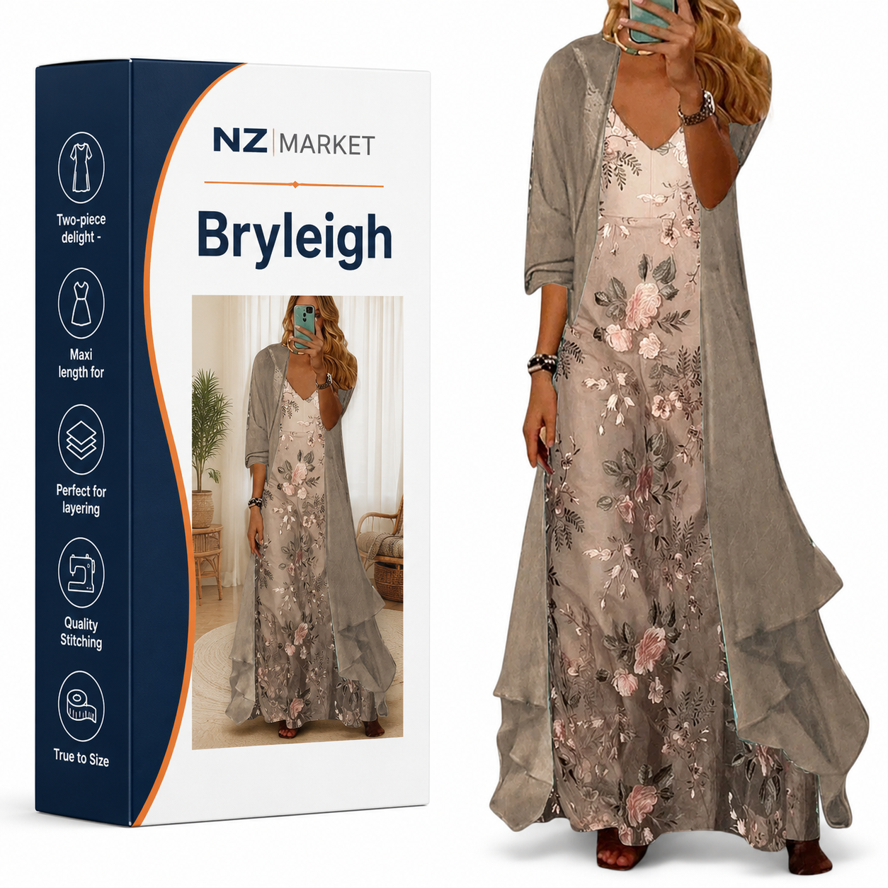 Bryleigh | Elegant Maxi Dress Two-Piece Set