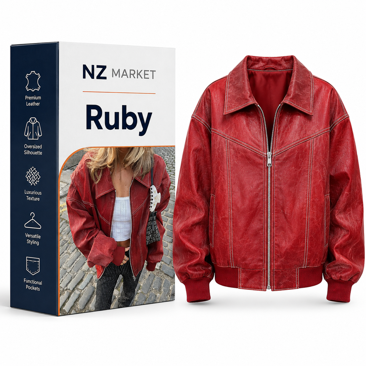 Ruby️ - Oversized Leather Jacket