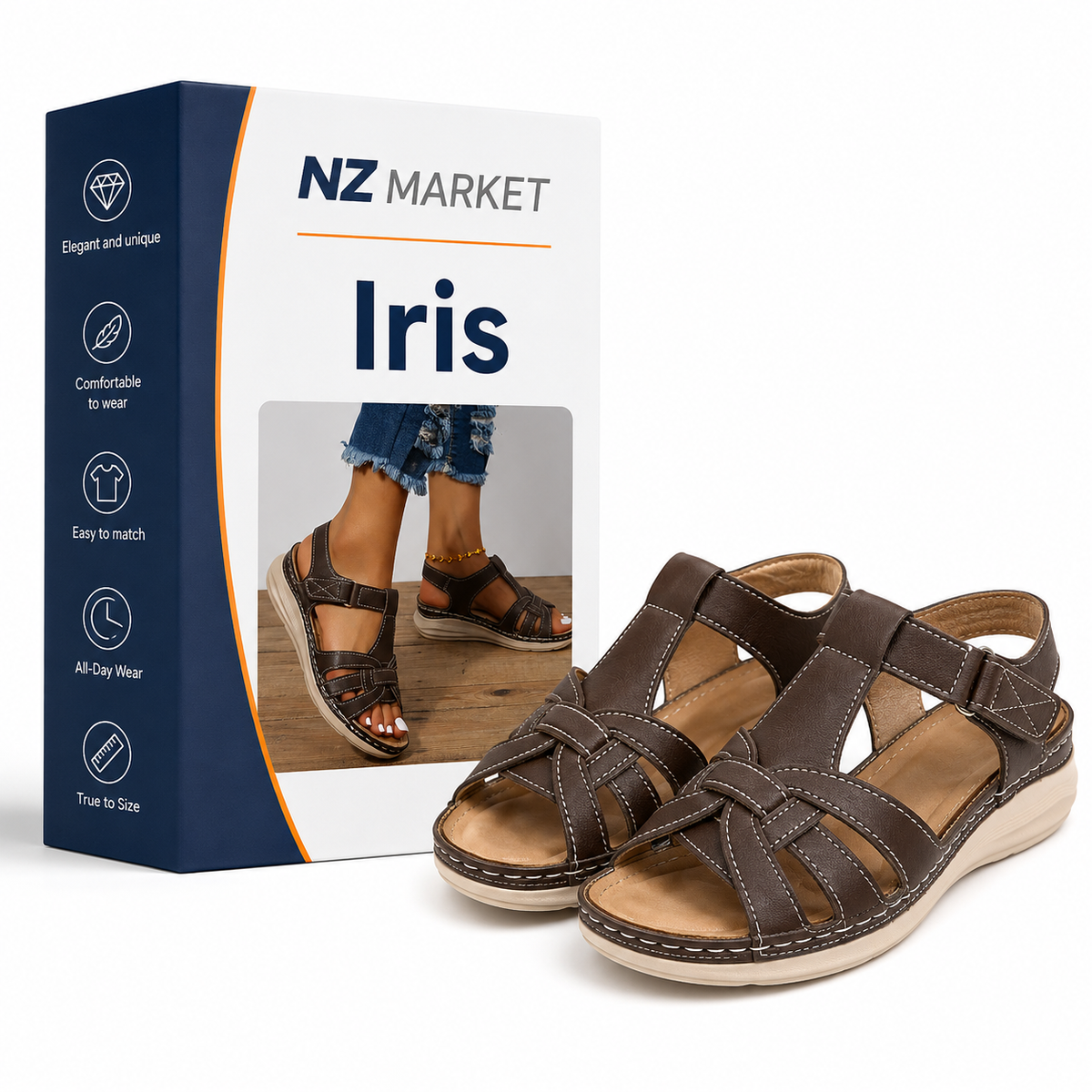 Iris - Elegant Orthopaedic Leather Sandals for Optimal Comfort