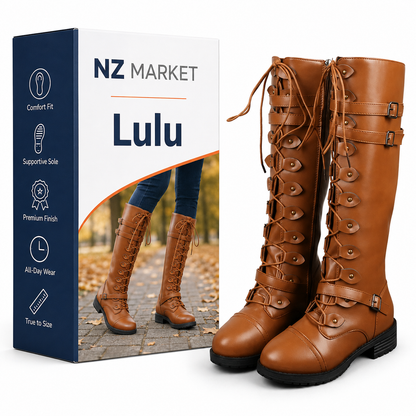 Lulu - Tough retro lace-up boots with stylish buckle