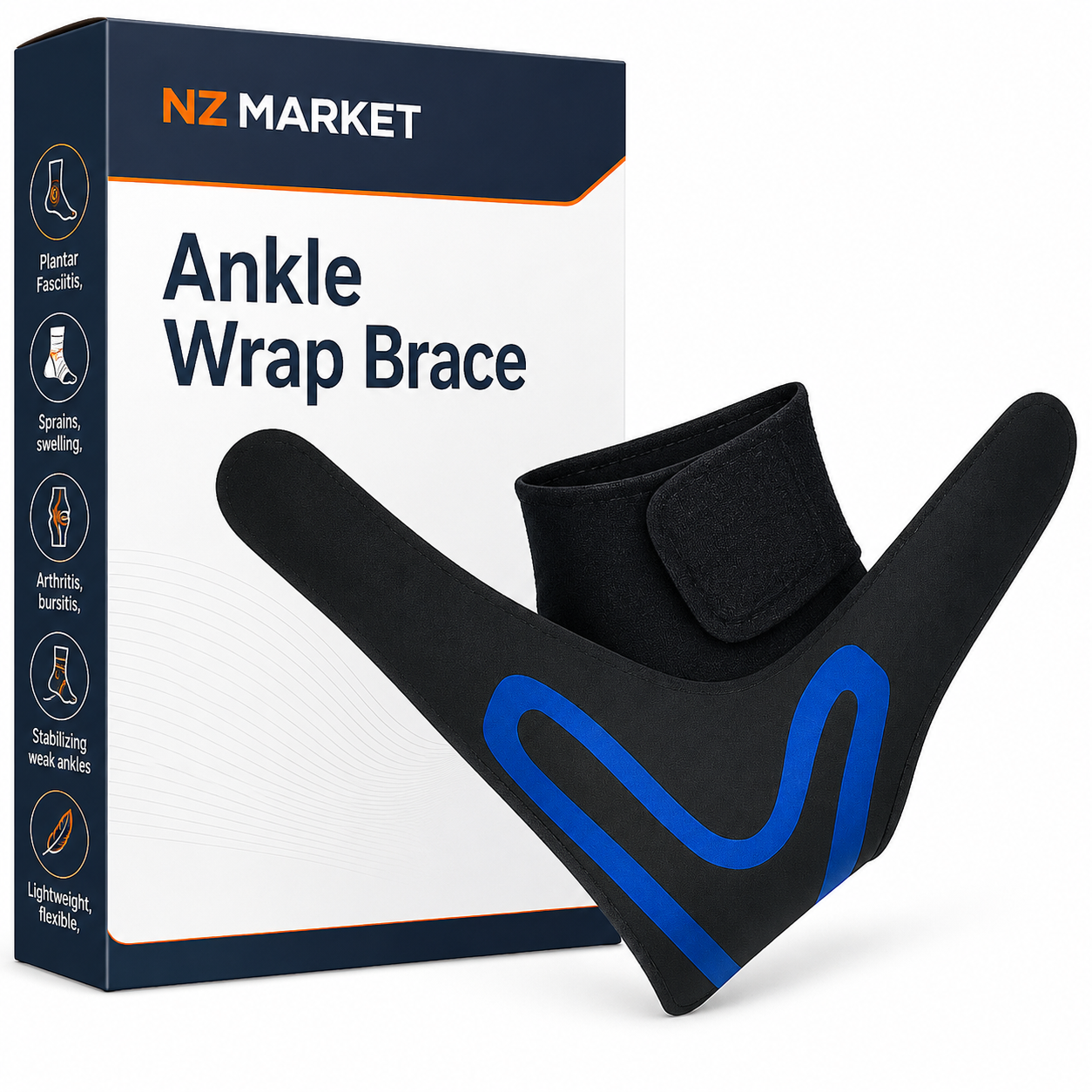 Ankle Wrap Brace - Compression Support for Sprains, Swelling & Foot Pain