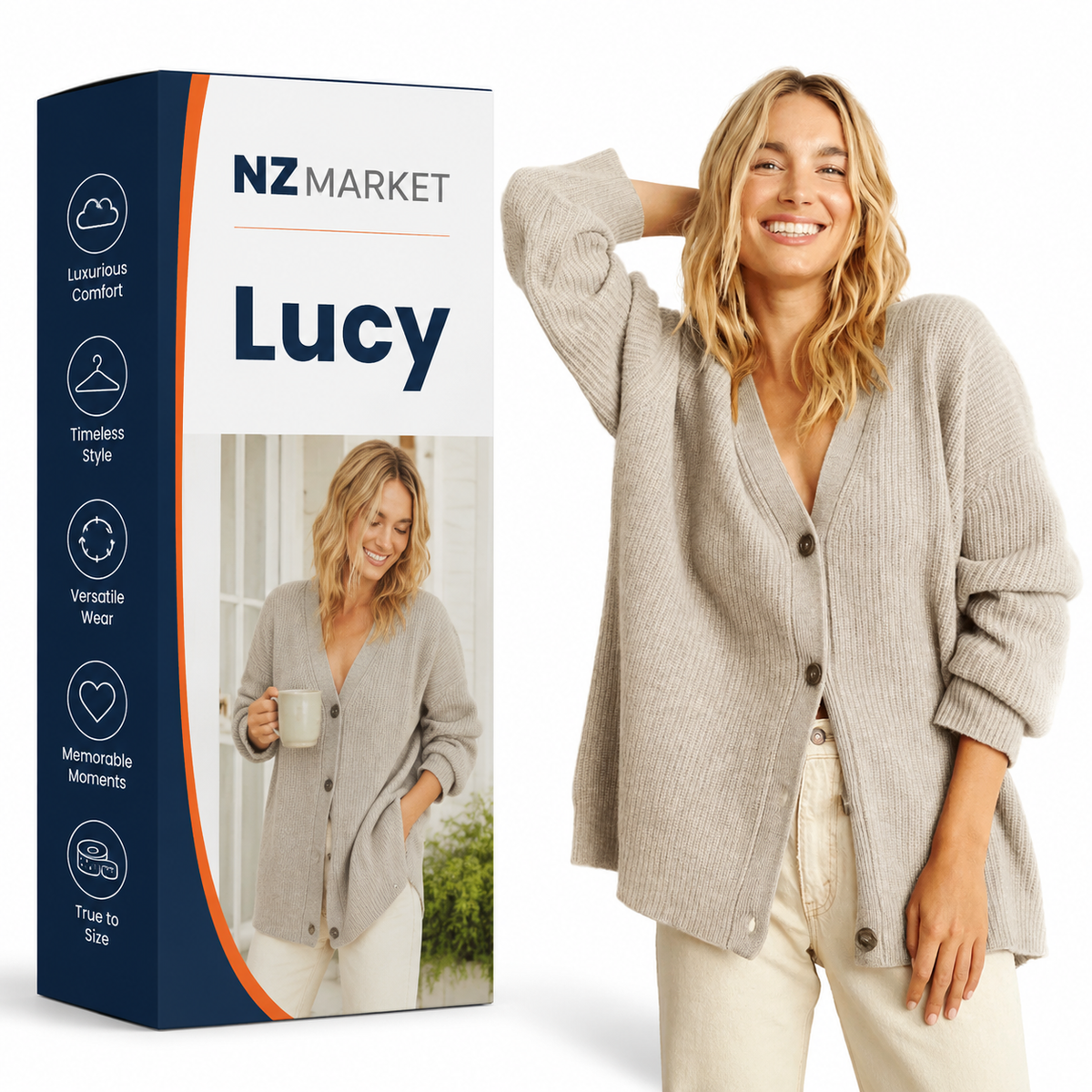 Lucy - Elegant Cashmere Cardigan