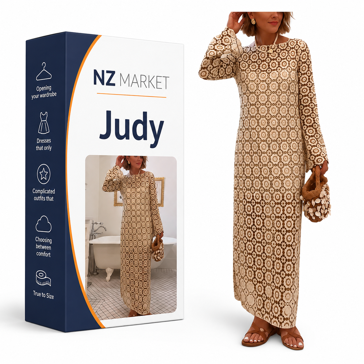 Judy | Floral Long Sleeve Midi Dress