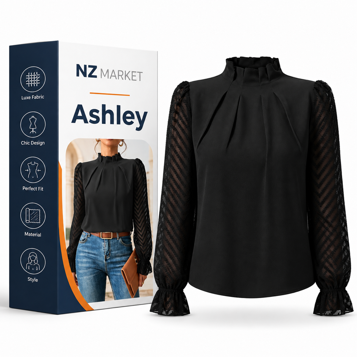 Ashley - Elegant women's long-sleeved blouse