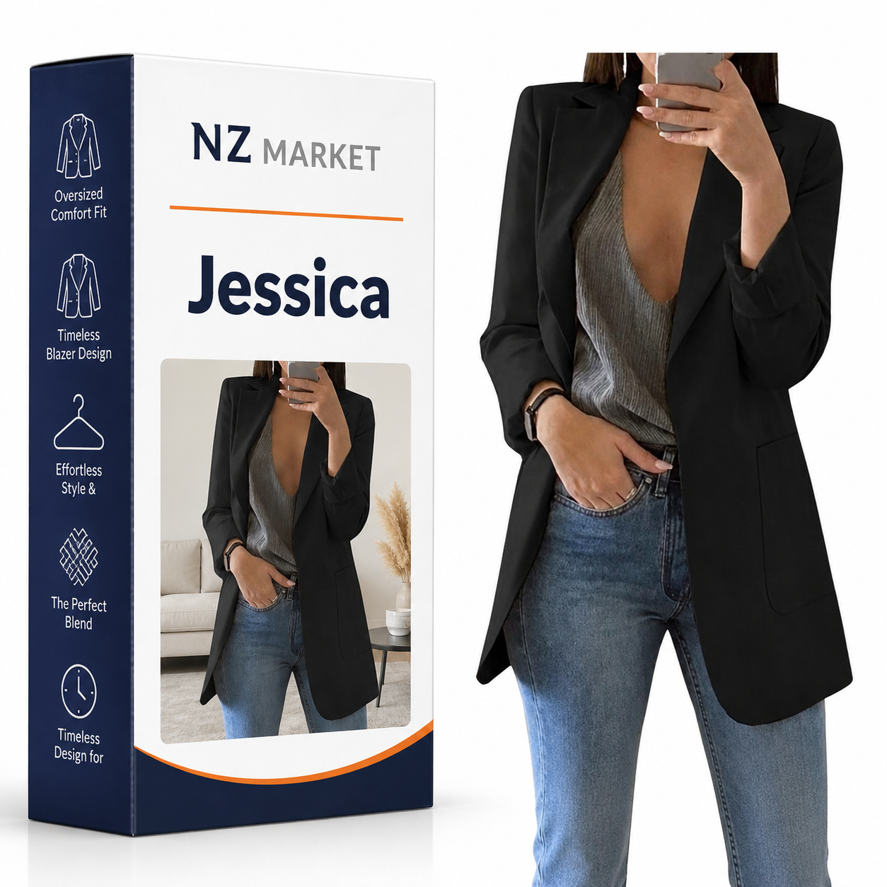 Jessica - Oversized Pocket Blazer