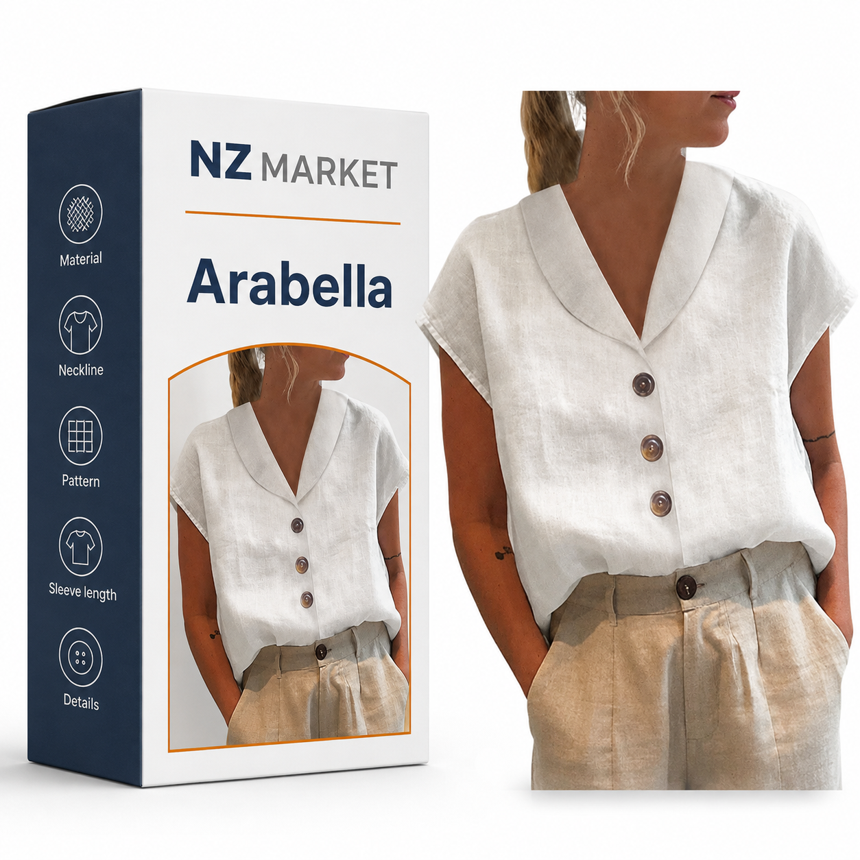 Arabella - Elegant Cotton and Linen T-shirt for Women