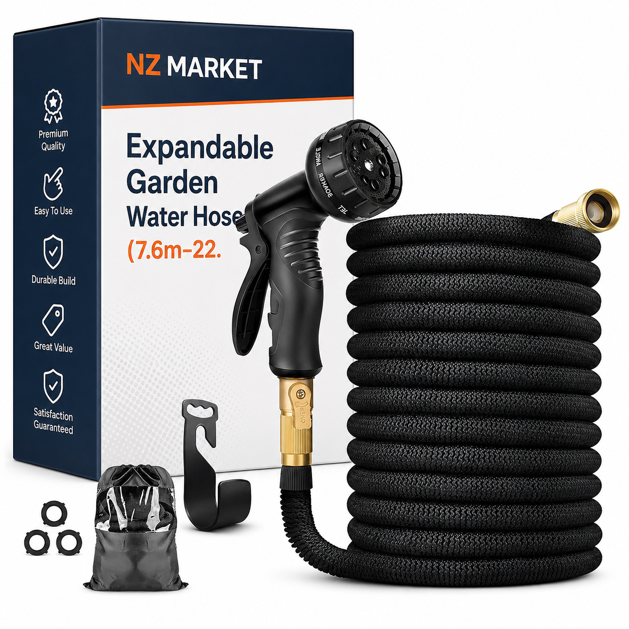 Expandable Garden Water Hose (7.6m–22.9m) – Leakproof & Tangle-Free Design