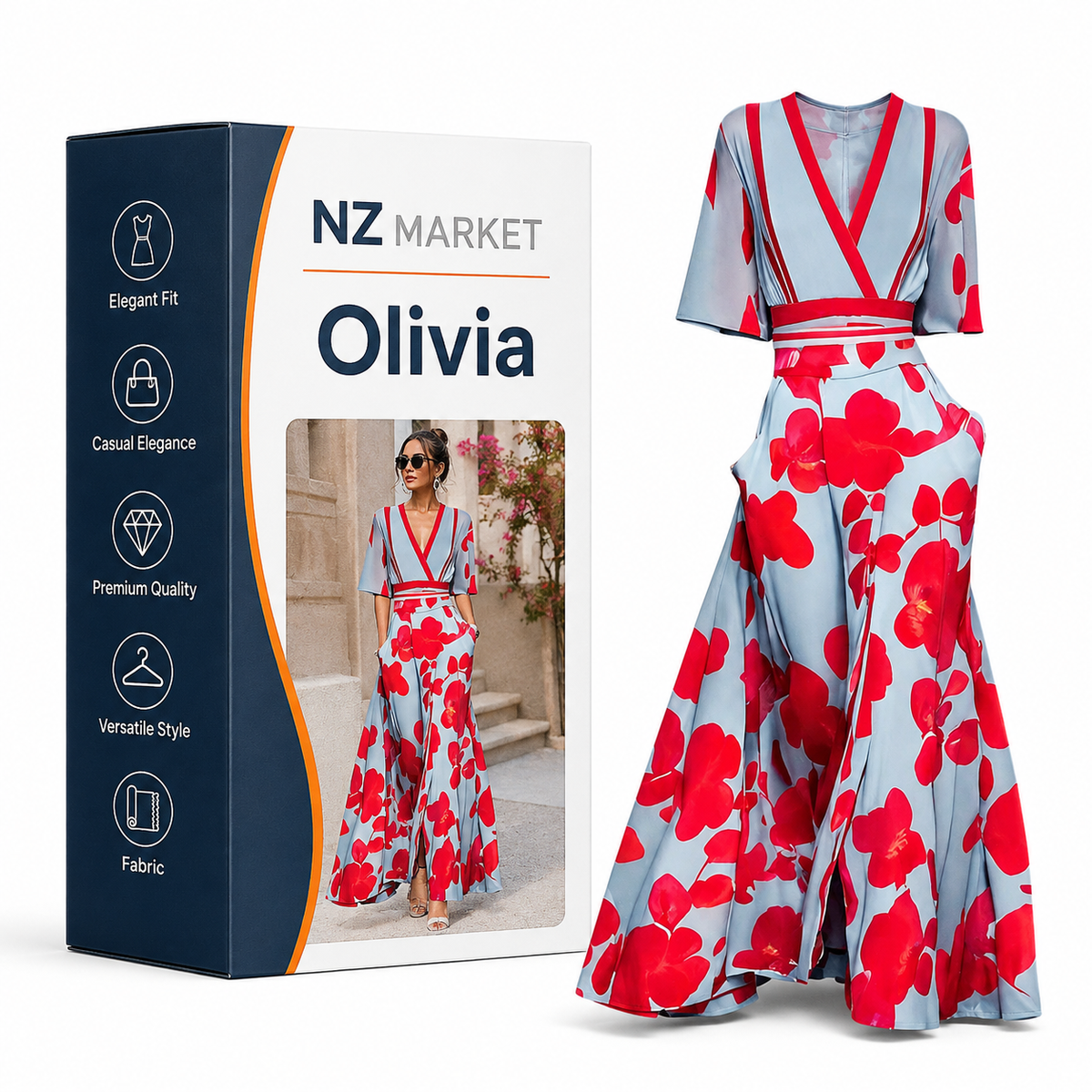 Olivia - Elegant Cotton Dress with Sleeves