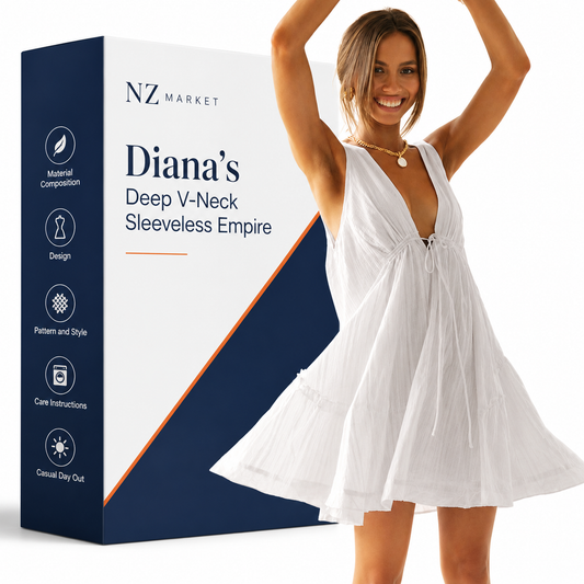 Nzmarket Diana's Deep V-Neck Sleeveless Empire Waist Mini Dress