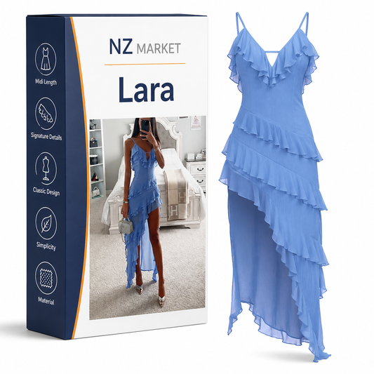 Lara - Elegant midi dress in fine chiffon