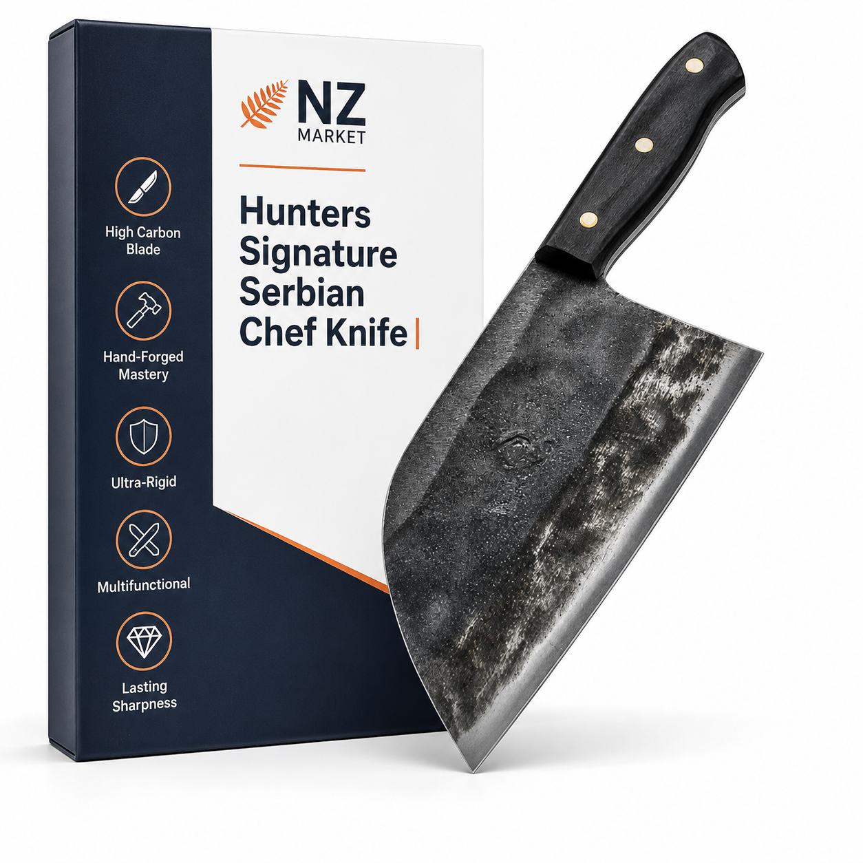 Hunters Signature Serbian Chef Knife | Hand-Forged, Culinary Precision