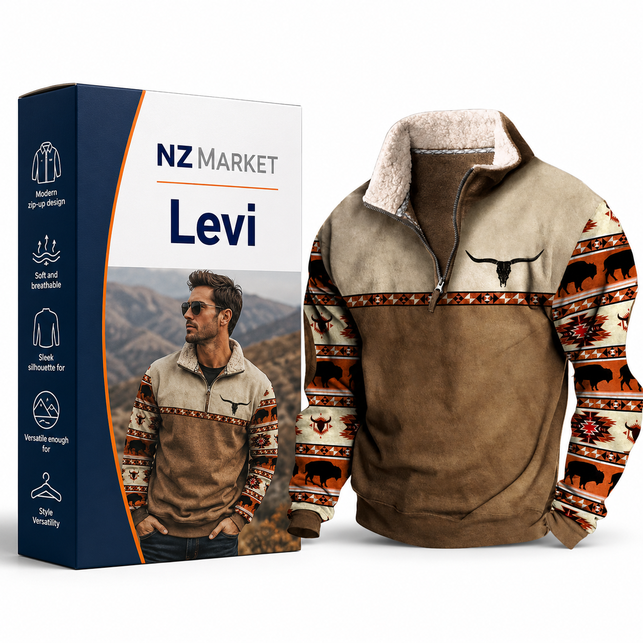 Levi - Modern Zip-Up Sweater