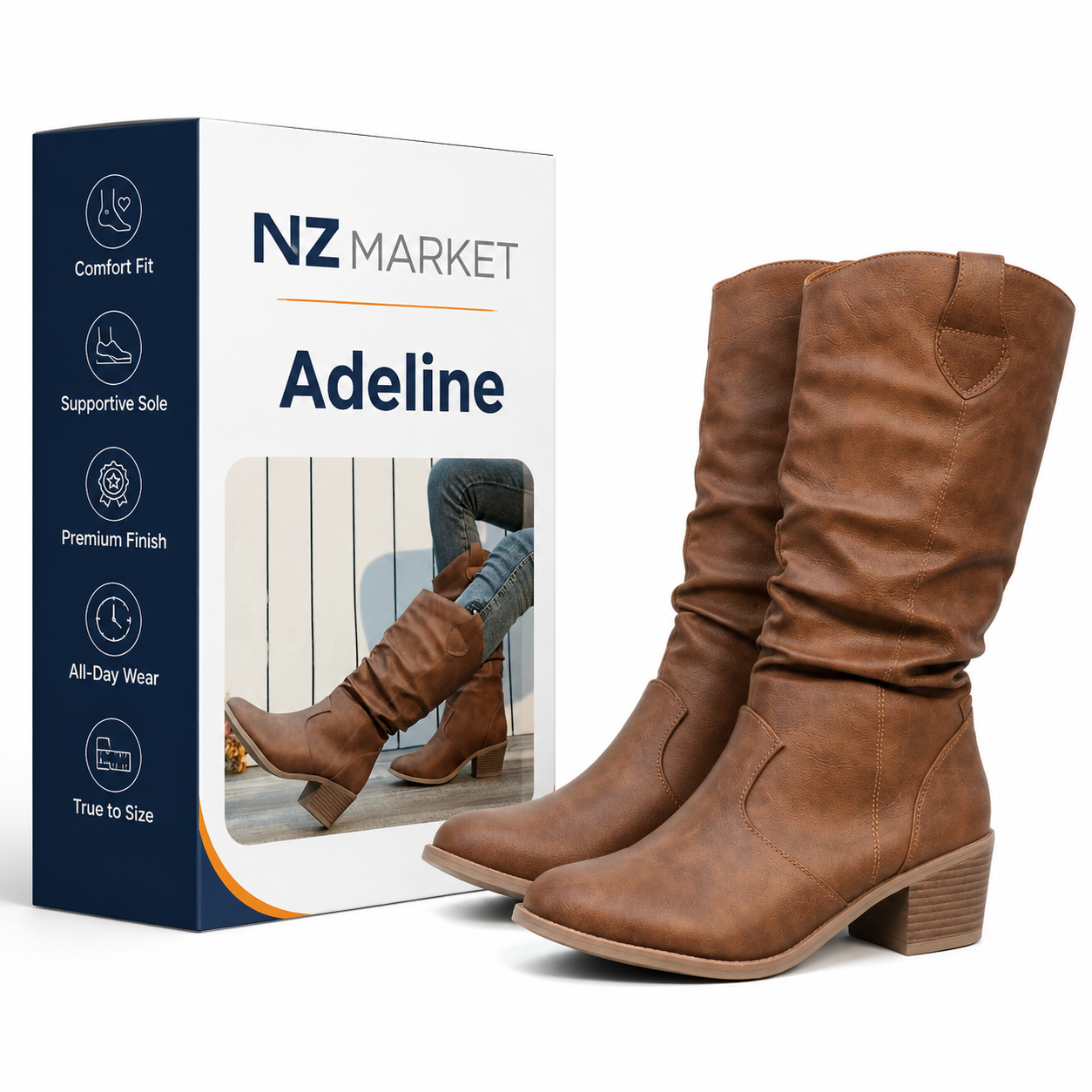 Adeline - Tough Boots with a Chunky Heel and Elegant Pointed Nose