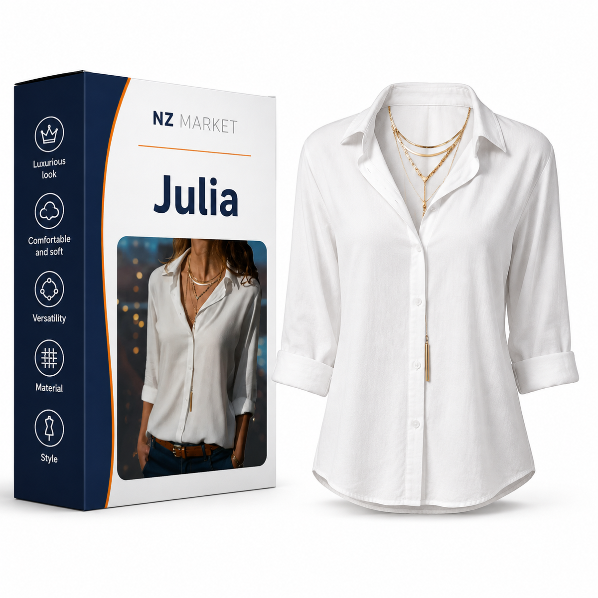 Julia - Elegant Satin Blouse for Women, Ideal for Every Occasion