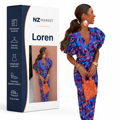 Loren | Vibrant Midi Dress with Puff Sleeves
