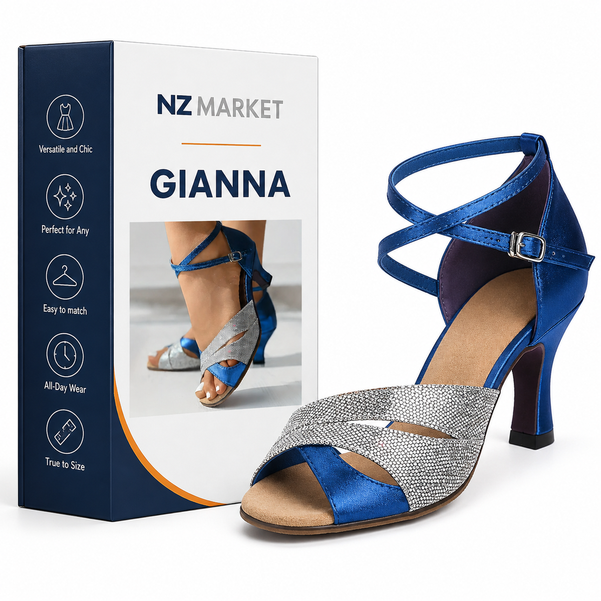 GIANNA - Stylish Women's Sandals with Sparkly Glitter Heel