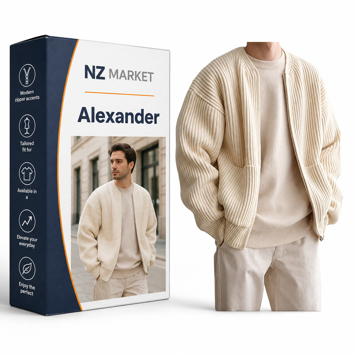 Alexander - Men's Zipper Cardigan