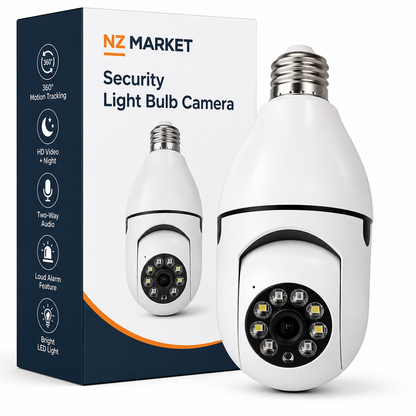 Security Light Bulb Camera -  360° Surveillance, 2-Way Audio, Easy Installation