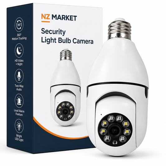 Security Light Bulb Camera -  360° Surveillance, 2-Way Audio, Easy Installation