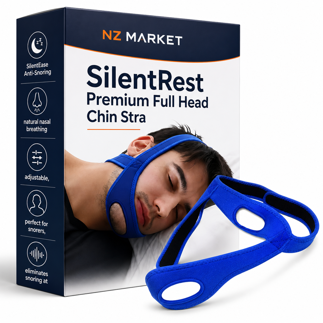 SilentRest Premium Full Head Chin Strap for Snoring Support