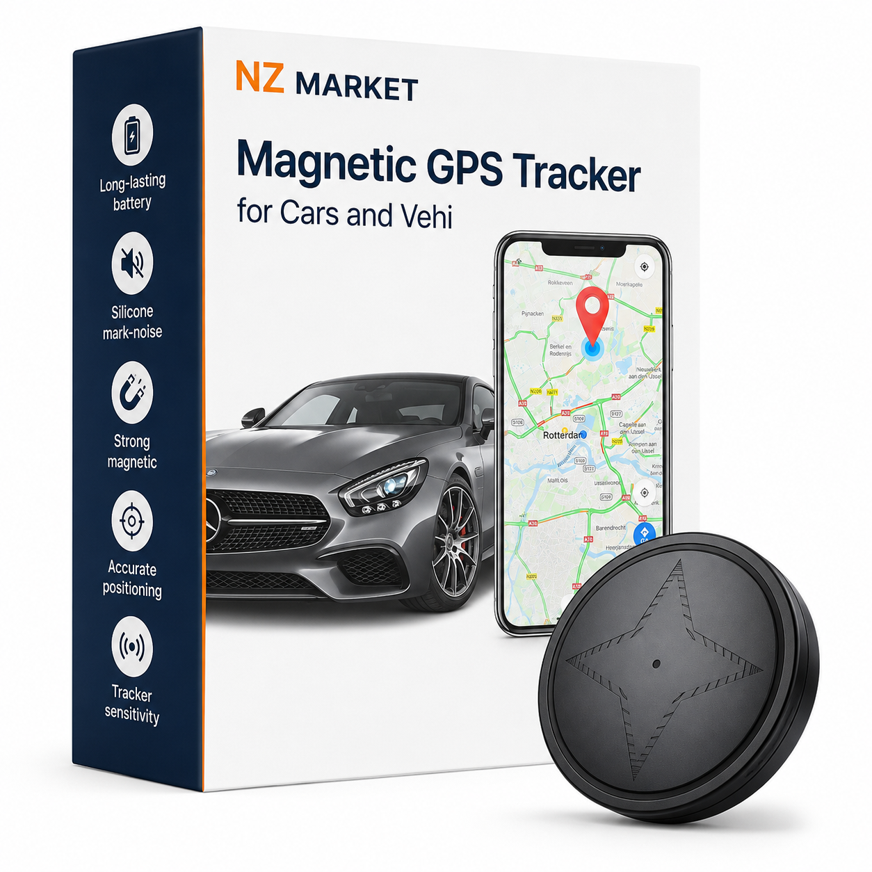 Magnetic GPS Tracker for Cars and Vehicles - Loss Prevention with Strong Magnetic Hold