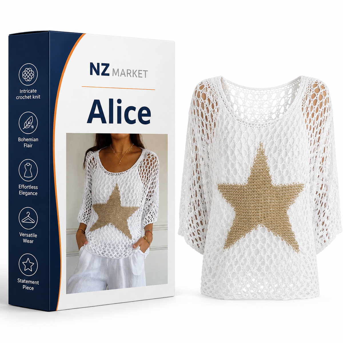 Alice - Chic Crochet Knit Top
