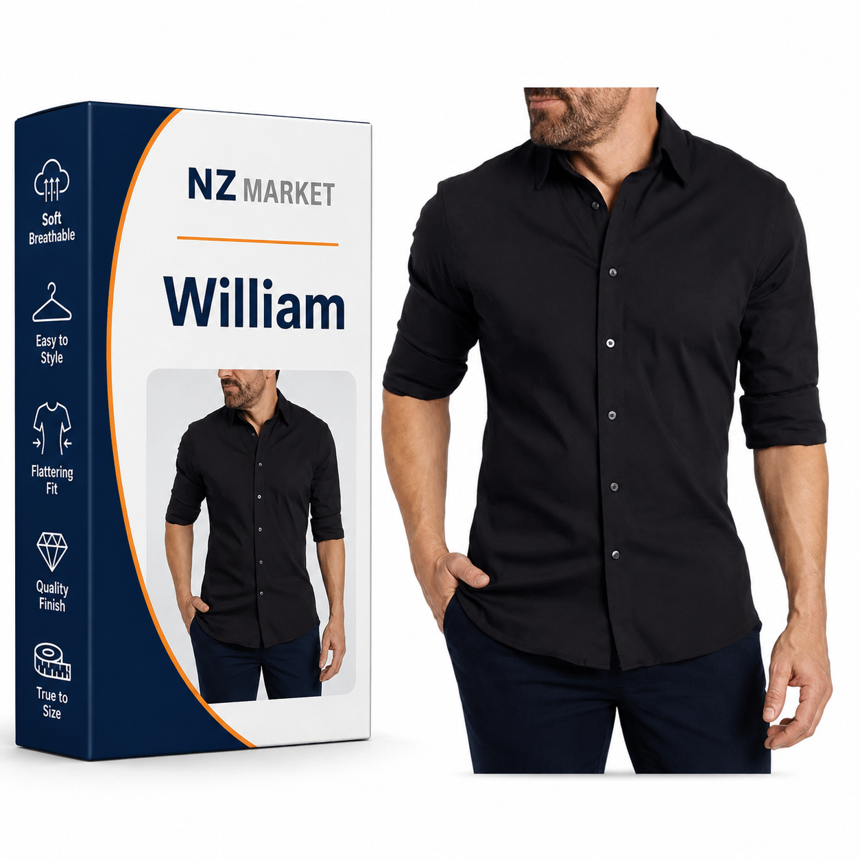 William - Men's Shirt with Zip