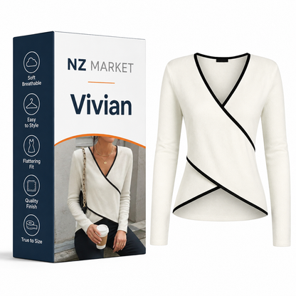 Vivian - Stylish long-sleeved top with elegant V-neckline