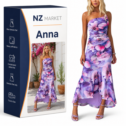 Anna | Purple Floral One Shoulder Dress