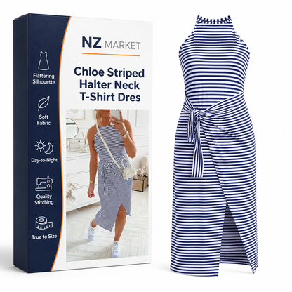 Chloe Striped Halter Neck T-Shirt Dress