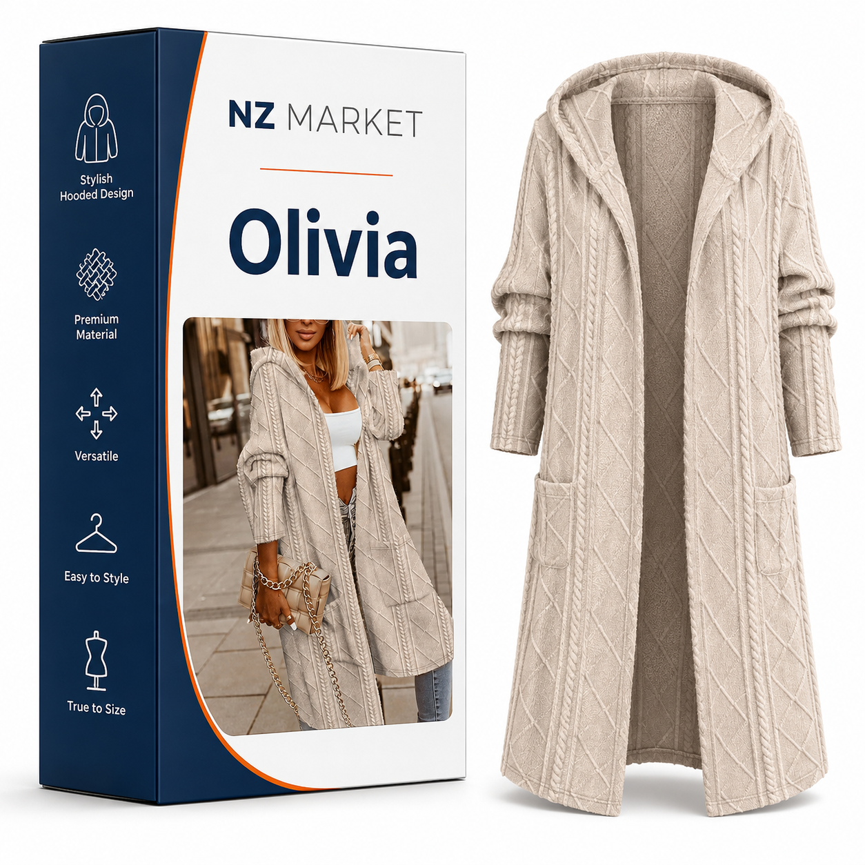 Olivia - Long Hooded Cardigan
