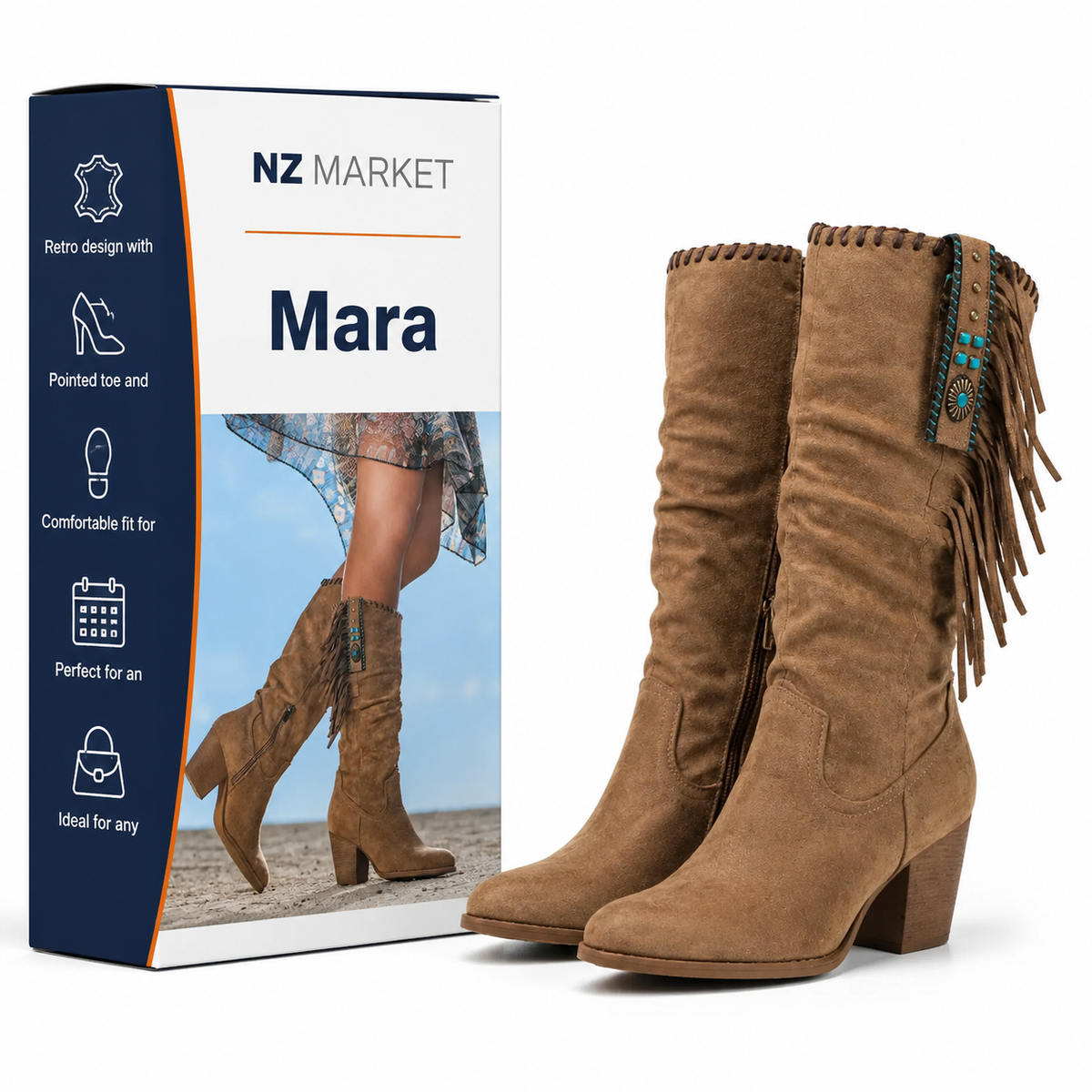 Mara - Genuine Leather Cowboy Boots