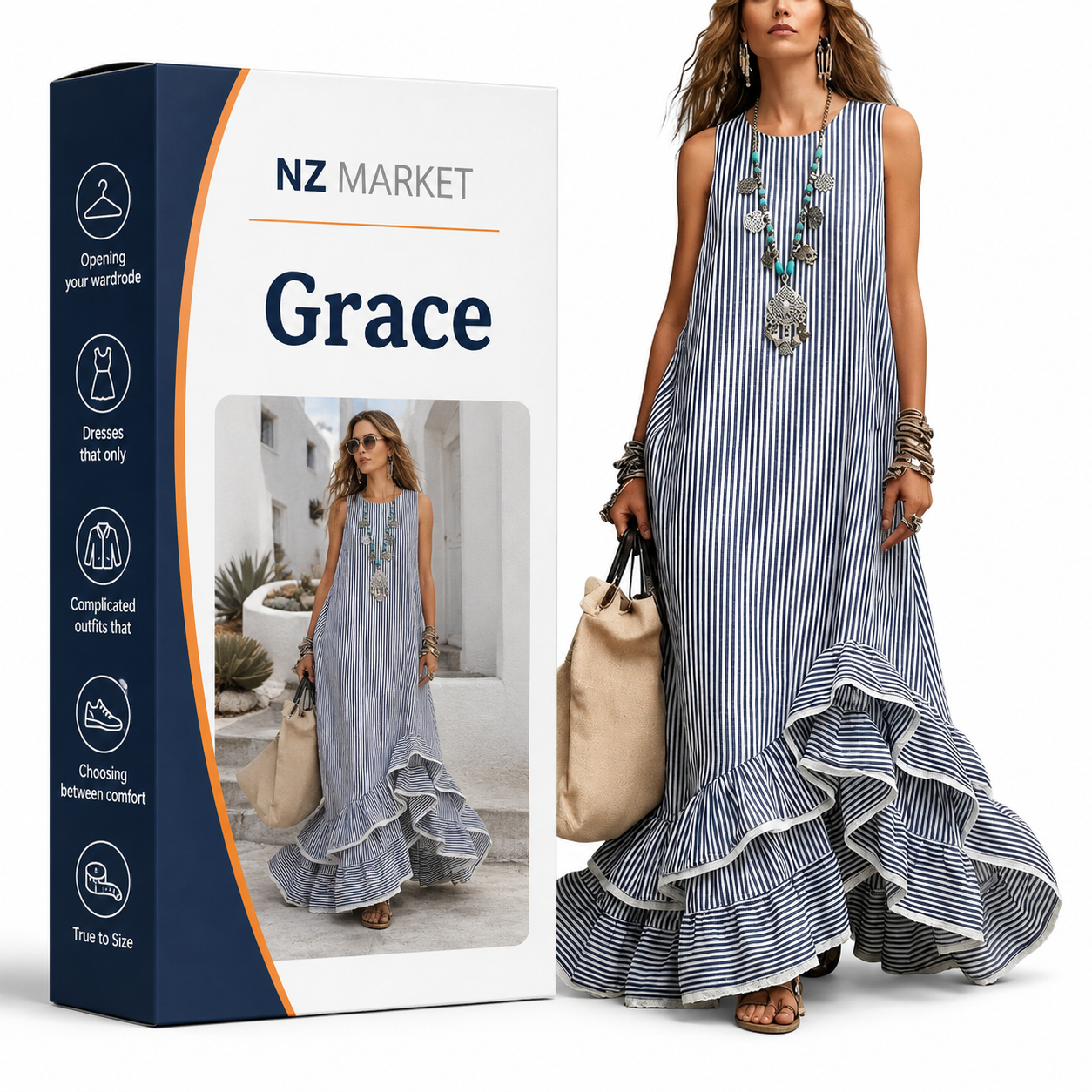 Grace | Retro Ruffled Casual Maxi Dress