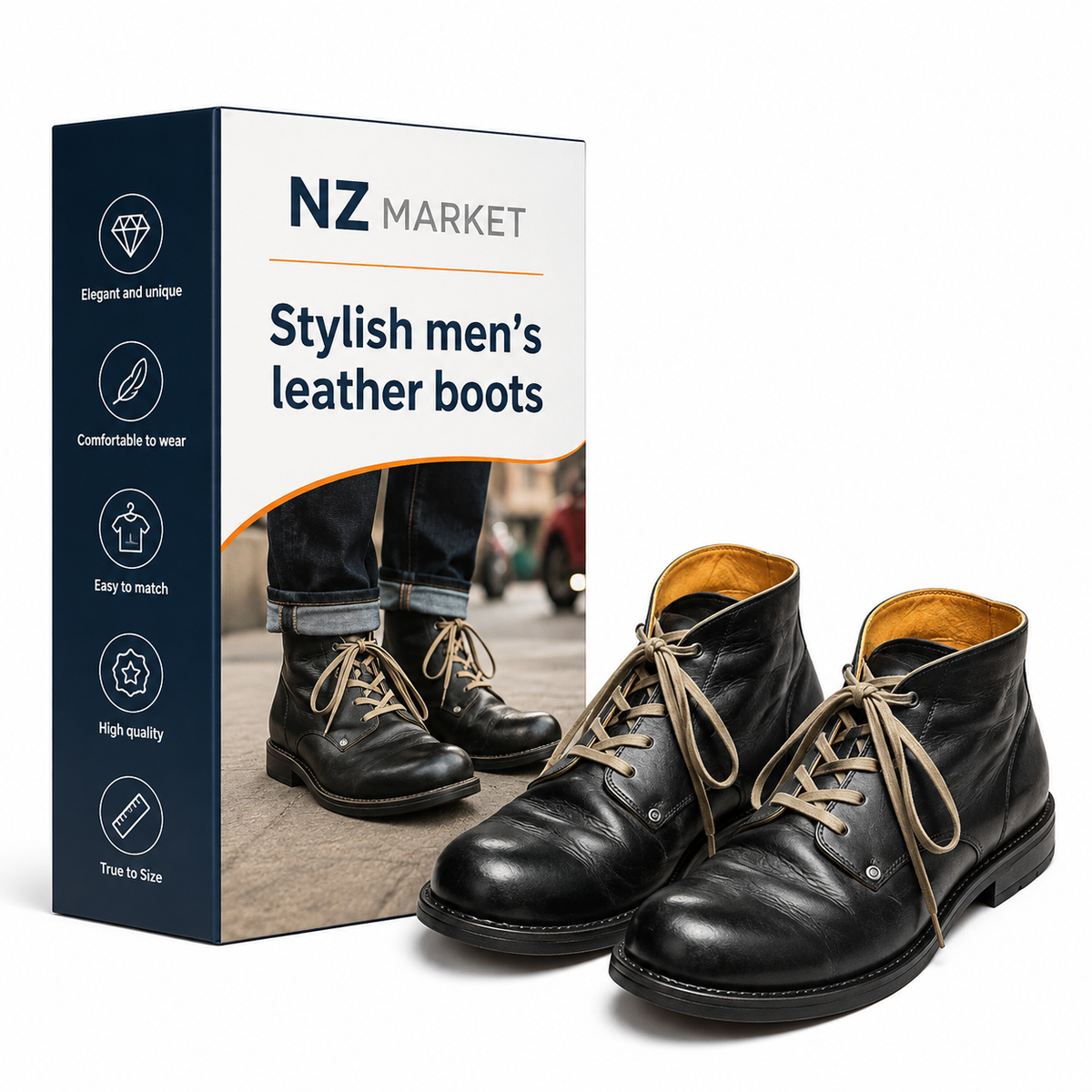 Stylish men's leather boots - Lowen