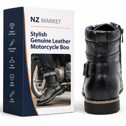 Stylish Genuine Leather Motorcycle Boots - Rhion