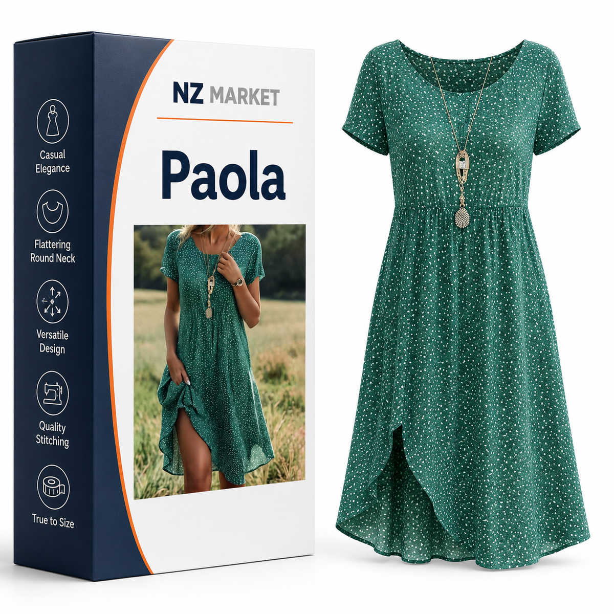 Paola - Elegant Dress with Round Neckline