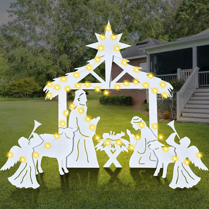 Nzmarket Outdoor Illuminated Nativity Scene Silhouette Christmas Display