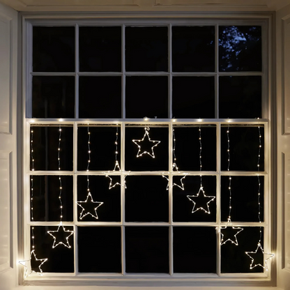 Nzmarket 5-Strand Star Curtain Christmas String Lights – Warm White