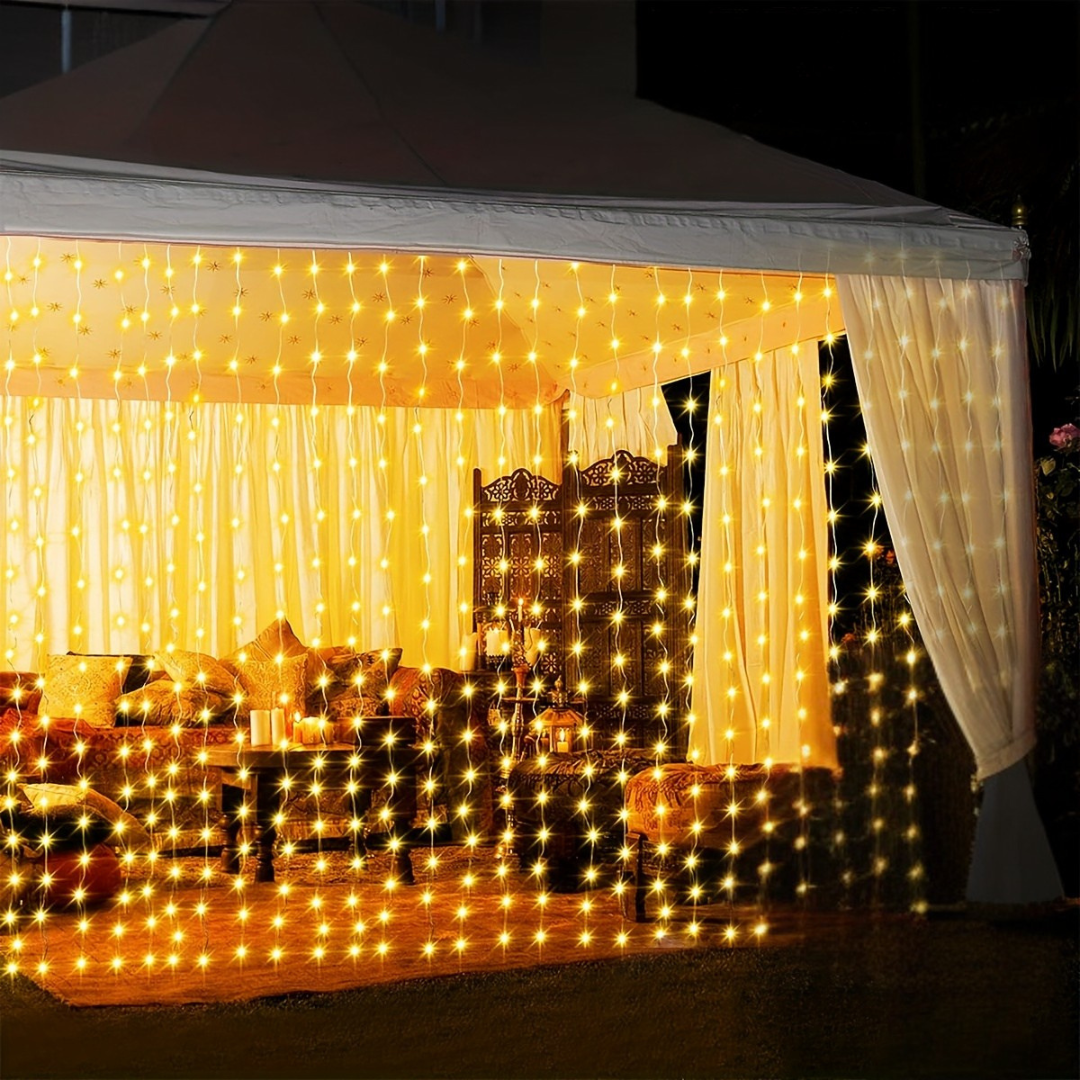 Nzmarket Solar-Powered Outdoor Curtain String Lights – Auto Dusk to Dawn, 3 Sizes