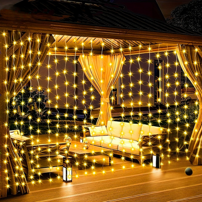 Nzmarket Solar-Powered Outdoor Curtain String Lights – Auto Dusk to Dawn, 3 Sizes