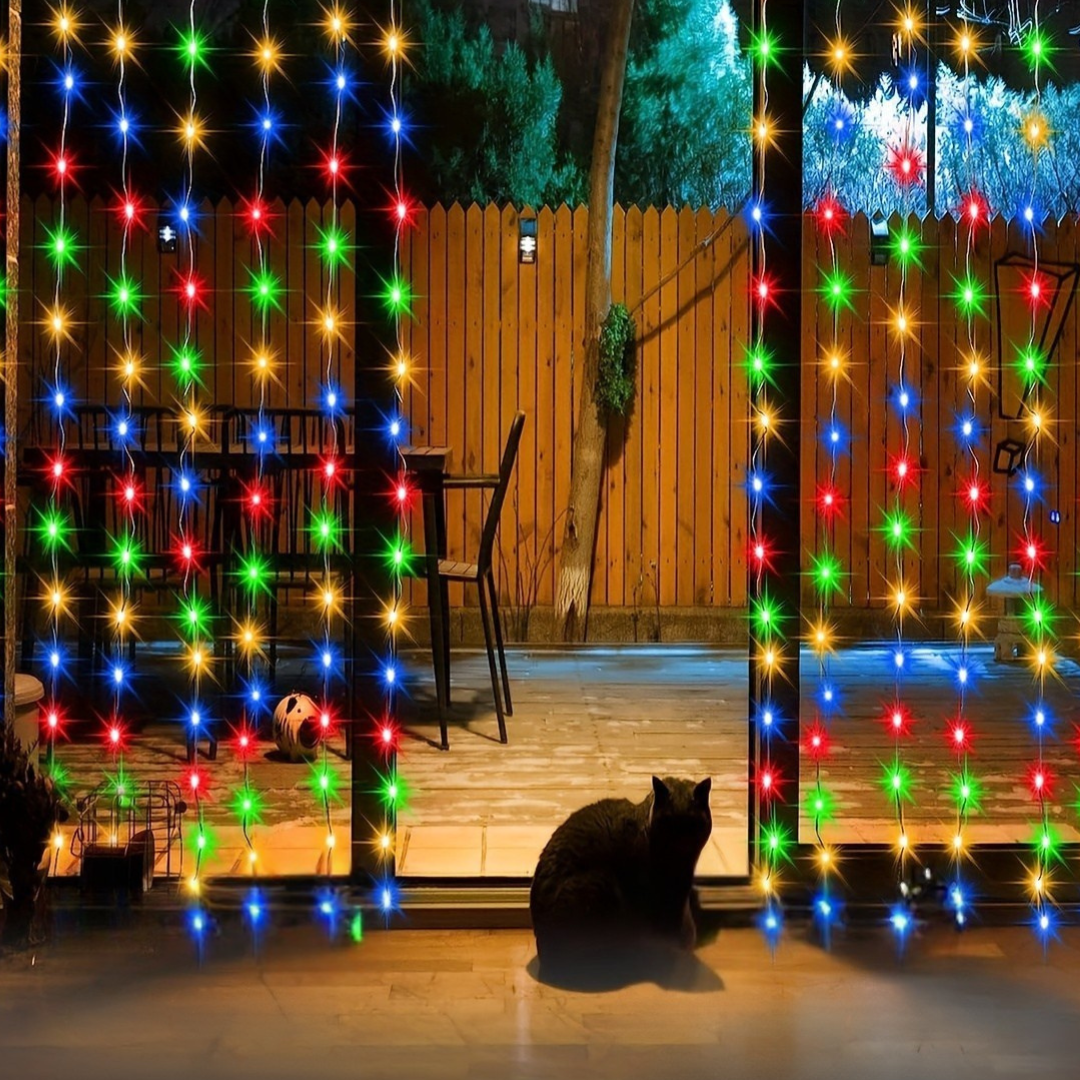 Nzmarket Solar-Powered Outdoor Curtain String Lights – Auto Dusk to Dawn, 3 Sizes